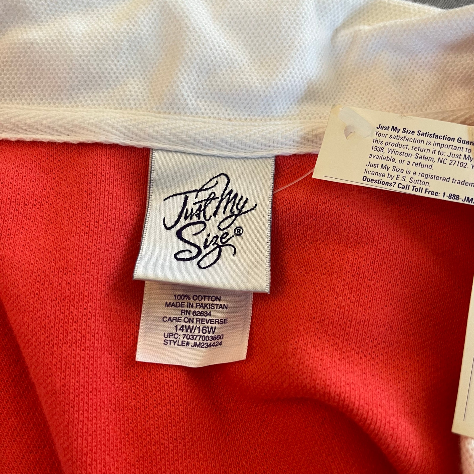 Vintage Just My Size Y2k Coral Orange Split Neck Tunic Top 14w 16w Nwt Coastal — image 3 of 8